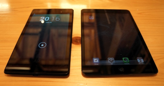 Nexus7とiPad miniのサイズ比較